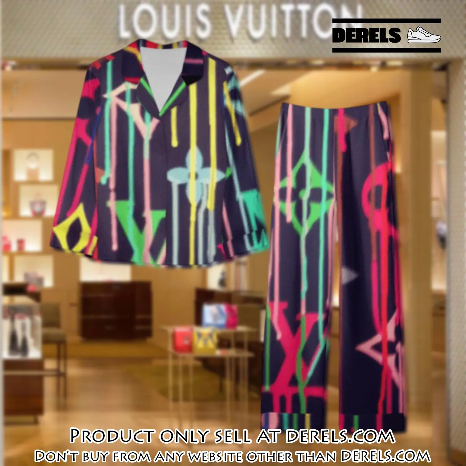 Trending luxury lv satin pajama set pjs1093 dr3425950